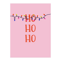 HO HO HO Christmas Lights Art, Pink Holiday Illustration, Modern Festive Quote (Print Only)