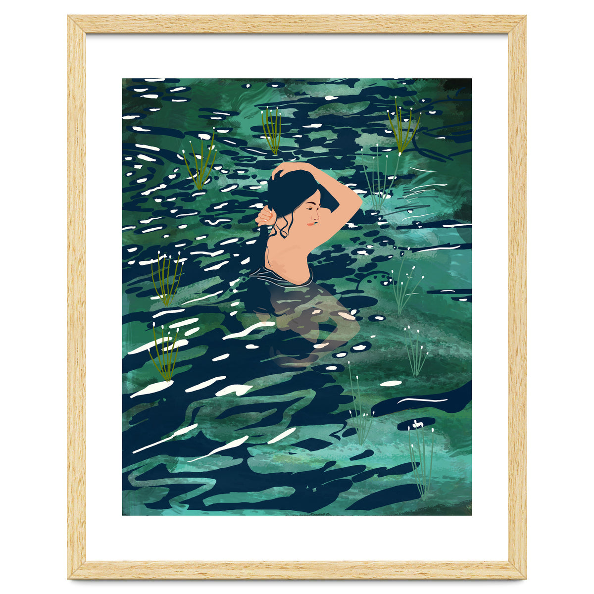 The Birth Of A Lake, Wild Nature Landscape Painting, Bohemian Woman Free Spirit