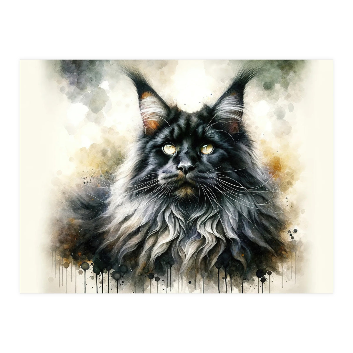 Majestic Long Haired Cat Portrait (Print Only)