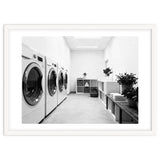 Minimalist Black and White Laundry Room Art, Washing Machine Photography thumbnail