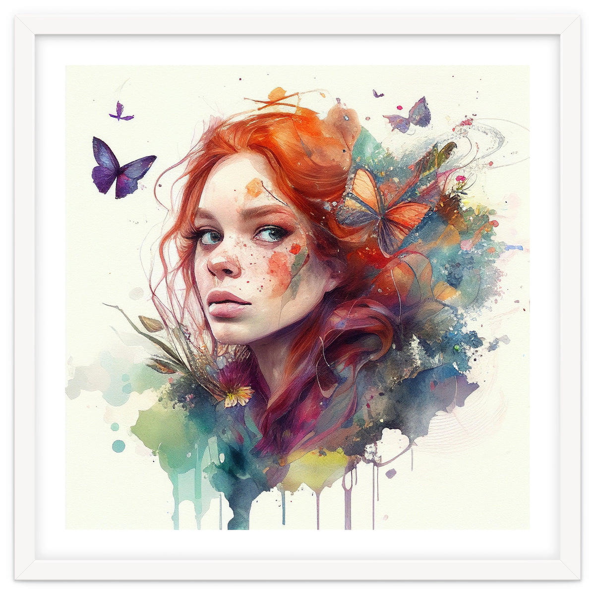 Red Hair Butterfly Glance