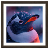 Close Up Penguin With Snowflakes On Head thumbnail