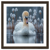 Swan Floating Serene On Calm Water