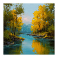 Serene Autumn River Landscape (Print Only)