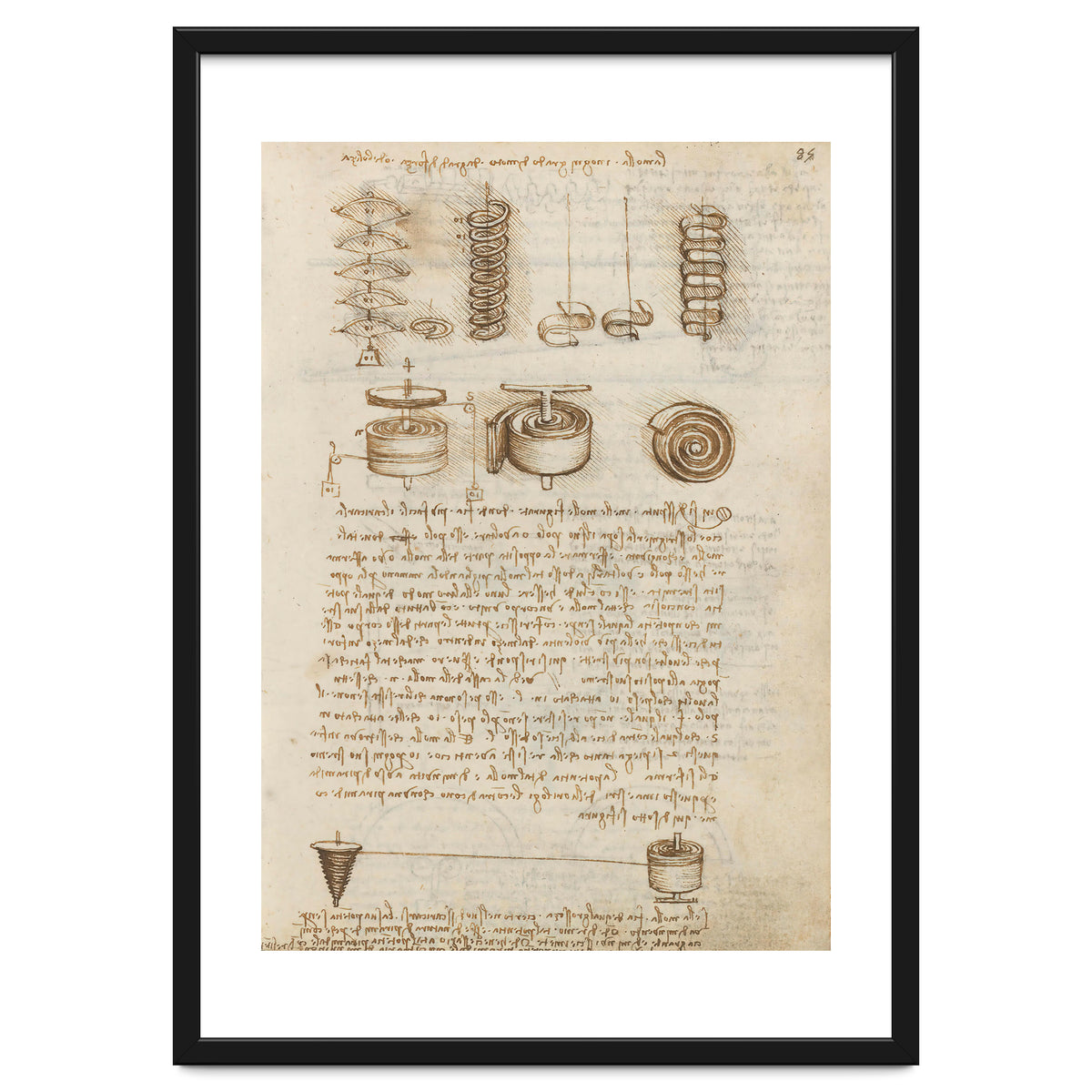 Folio f 85r. Codex Madrid I (Ms. 8937) "Treaty of statics and mechanics", 192 folios with 384 pag...