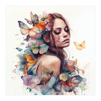 Butterfly Muse Watercolor Portrait (Print Only)