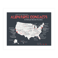 USA Map of Alien First Contacts in Movies (Print Only)