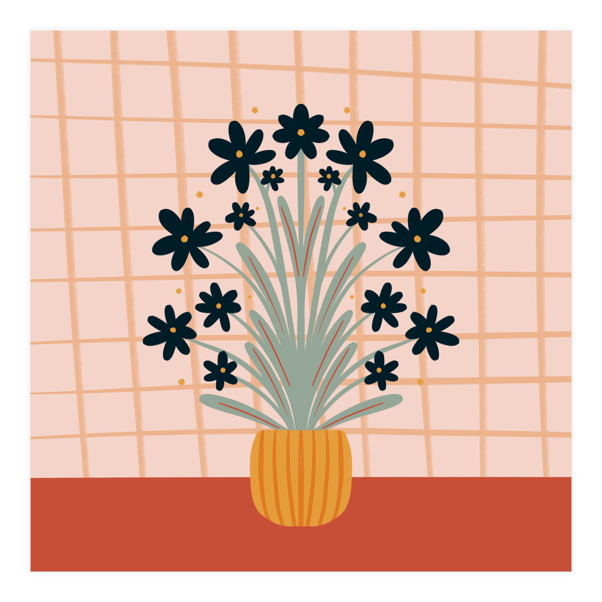 Floral Vase Orange (Print Only)