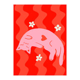 Pink Cat Wavy Background (Print Only) thumbnail