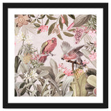 Colorful Parrots In Flower And Fruit Tropical Jungle thumbnail