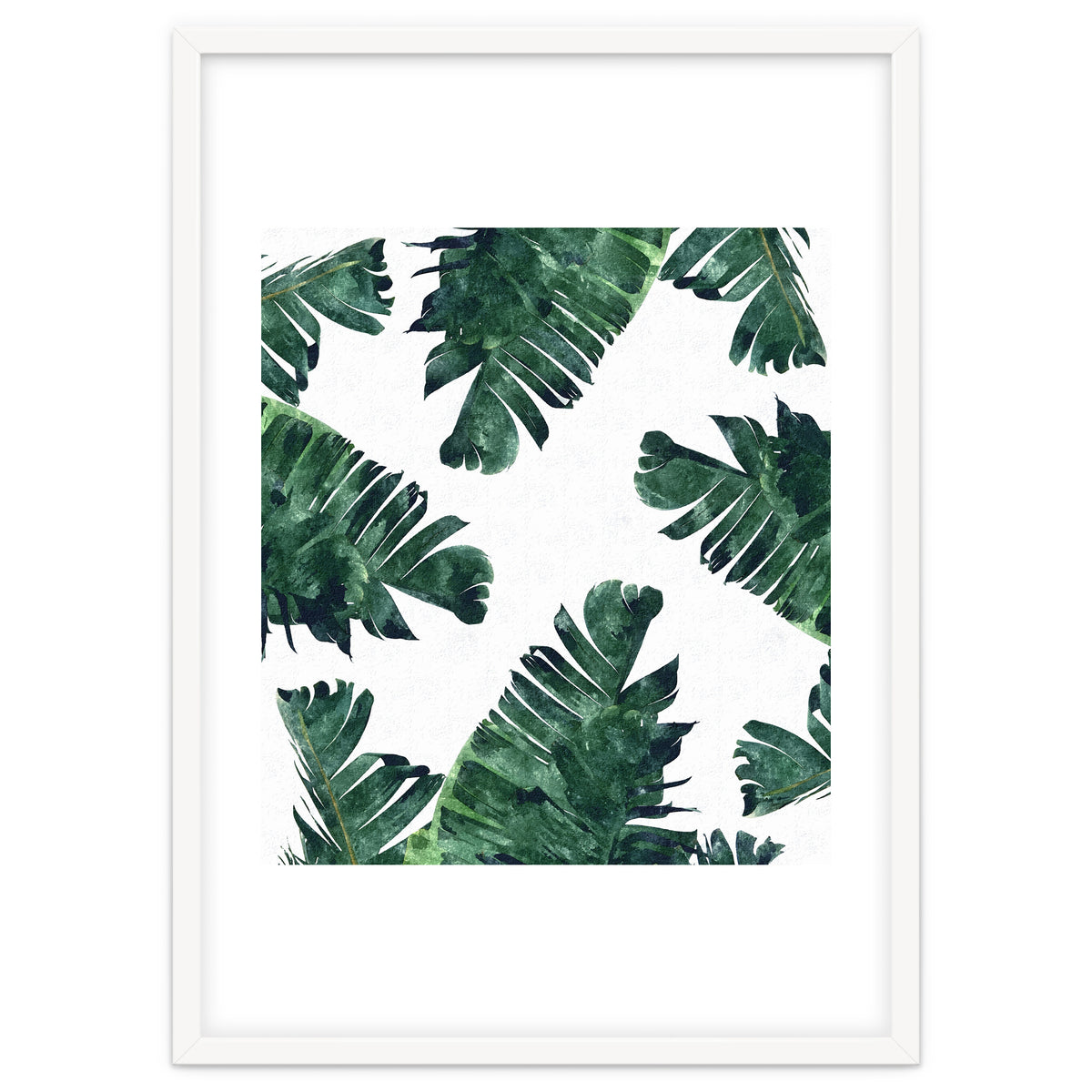 Banana Leaf Watercolor Painting, Tropical Nature Botanical Palm Illustration Bohemian Minimal Luxe