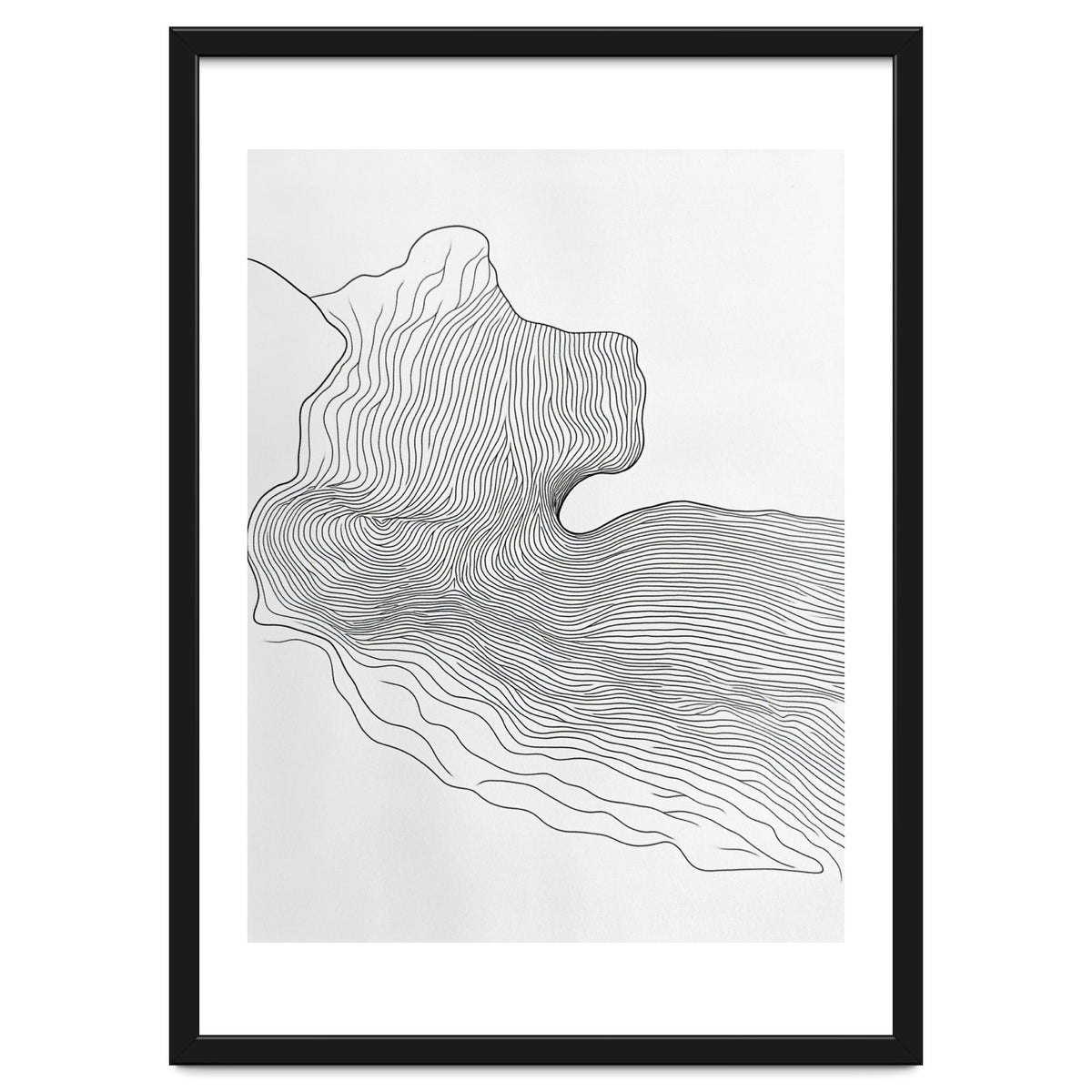 Abstract Black And White Organic Flowing Lines Pattern