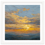 Atmospheric Golden Sunset Impasto Oil Painting Featuring Textured Clouds thumbnail