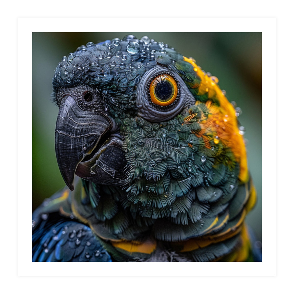Close Up Of A Wet Macaw Parrot Head (Print Only)