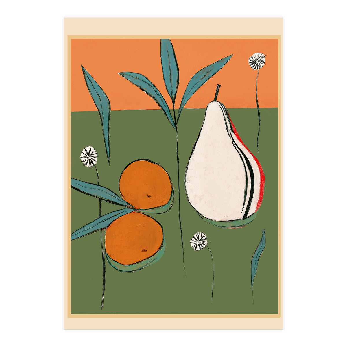 Abstract Pear And Orange Art (Print Only)