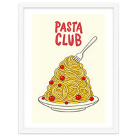 Pasta Club Illustration, Spaghetti and Tomatoes Art Print for Kitchen Wall Decor