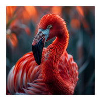 Vibrant Flamingo Close Up Portrait Outdoor Nature (Print Only)
