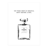 Born Original, Fashion Perfume Bottle Quote Art, Coco Chanel, Chic Decor (Print Only) thumbnail
