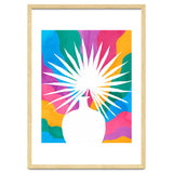 Fan Palm, Tropical Nature Botanical Colorful Watercolor, Abstract Jungle Rainbow Boho, Eclectic Plants Contemporary Modern thumbnail