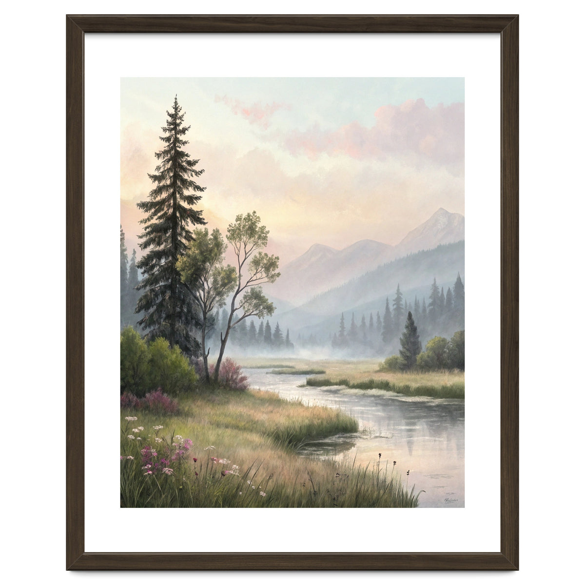 Dreamy Alpine Valley Landscape Painting