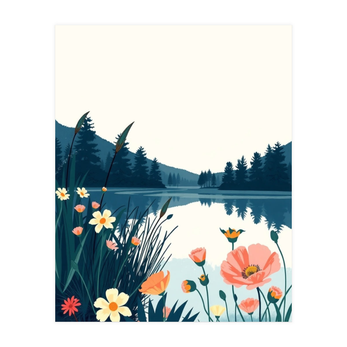 Nature Lake Calm Botanical (Print Only)