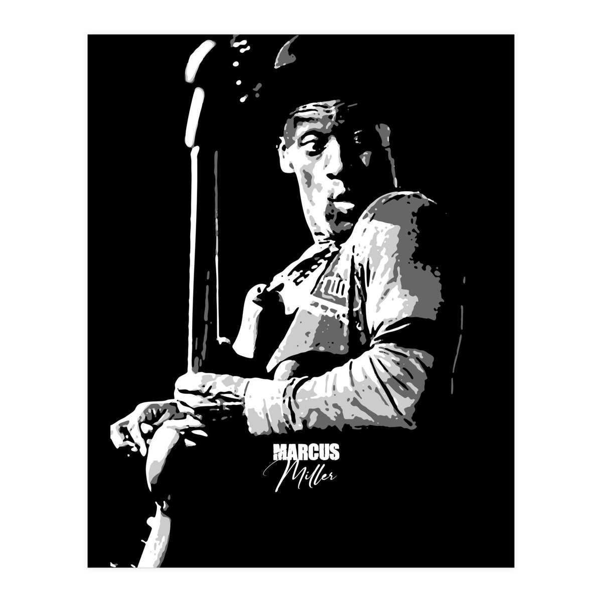 Marcus Miller American Music Legend in Grayscale (Print Only)