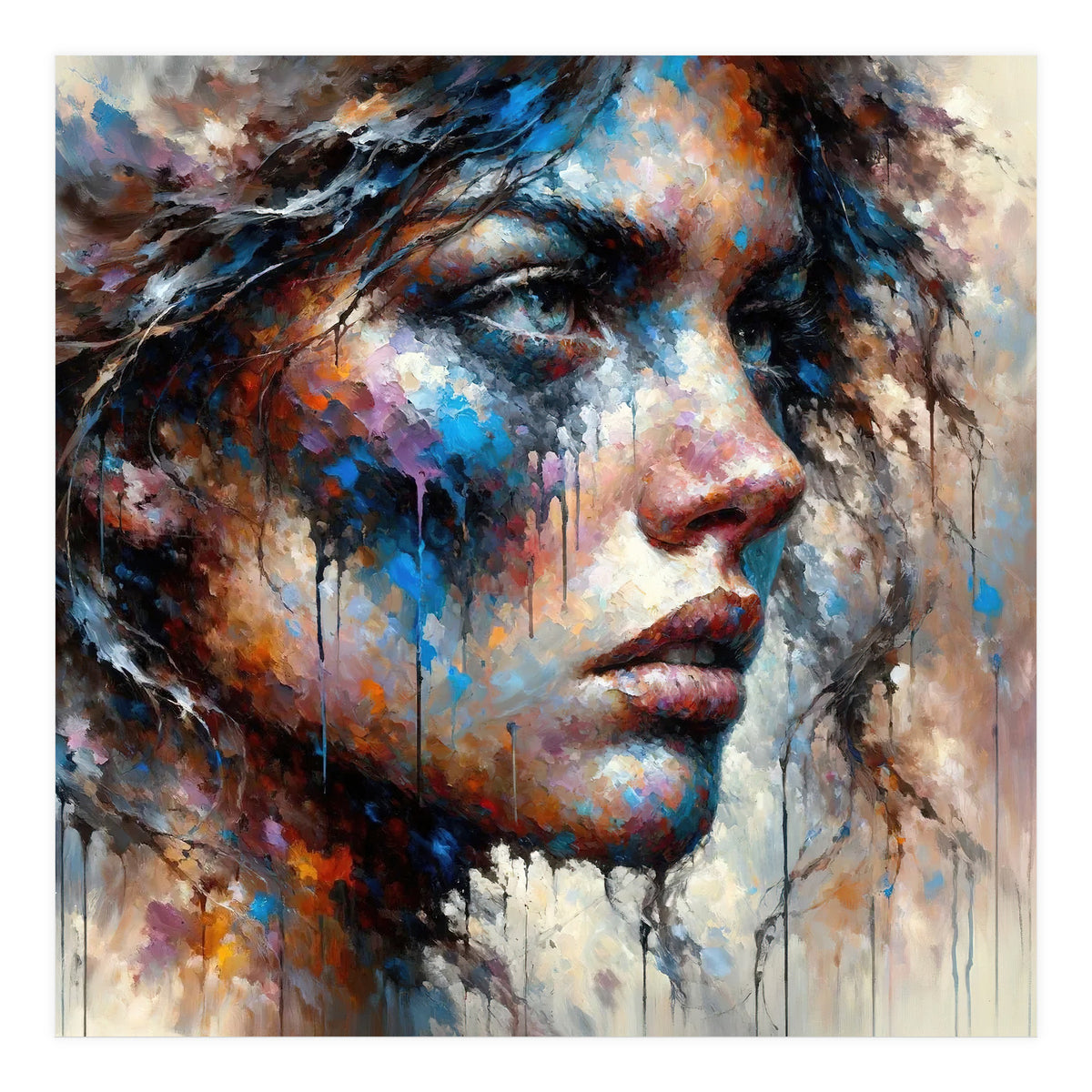 Intense Abstract Side Portrait (Print Only)