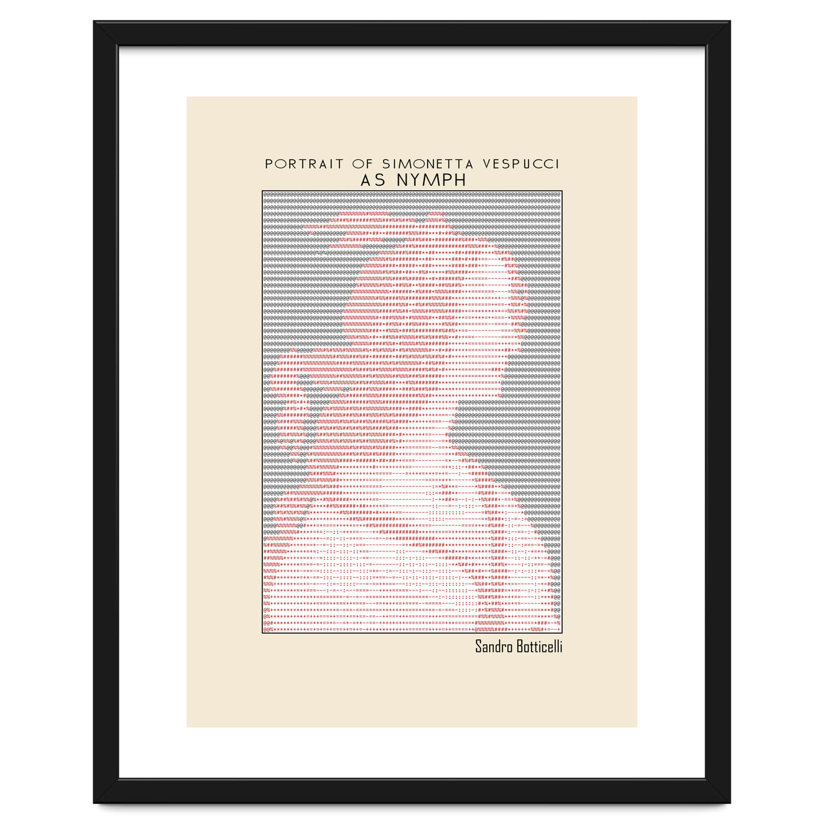 Portrait of Simonetta Vespucci as Nymph – Sandro Botticelli (ascii art)