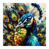Vibrant Peacock Portrait (Print Only)