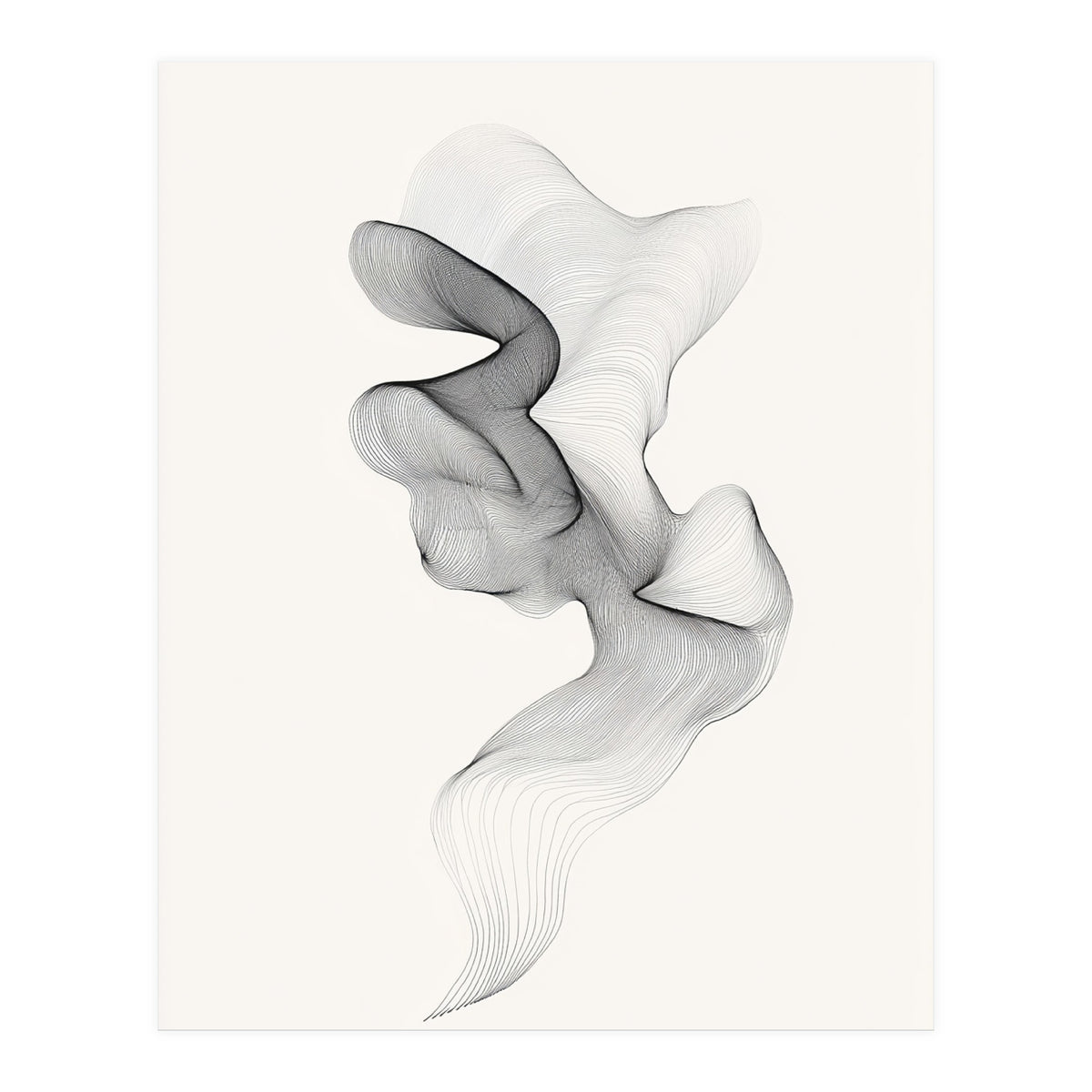 Abstract Black And White Swirling Lines Flowing Form (Print Only)