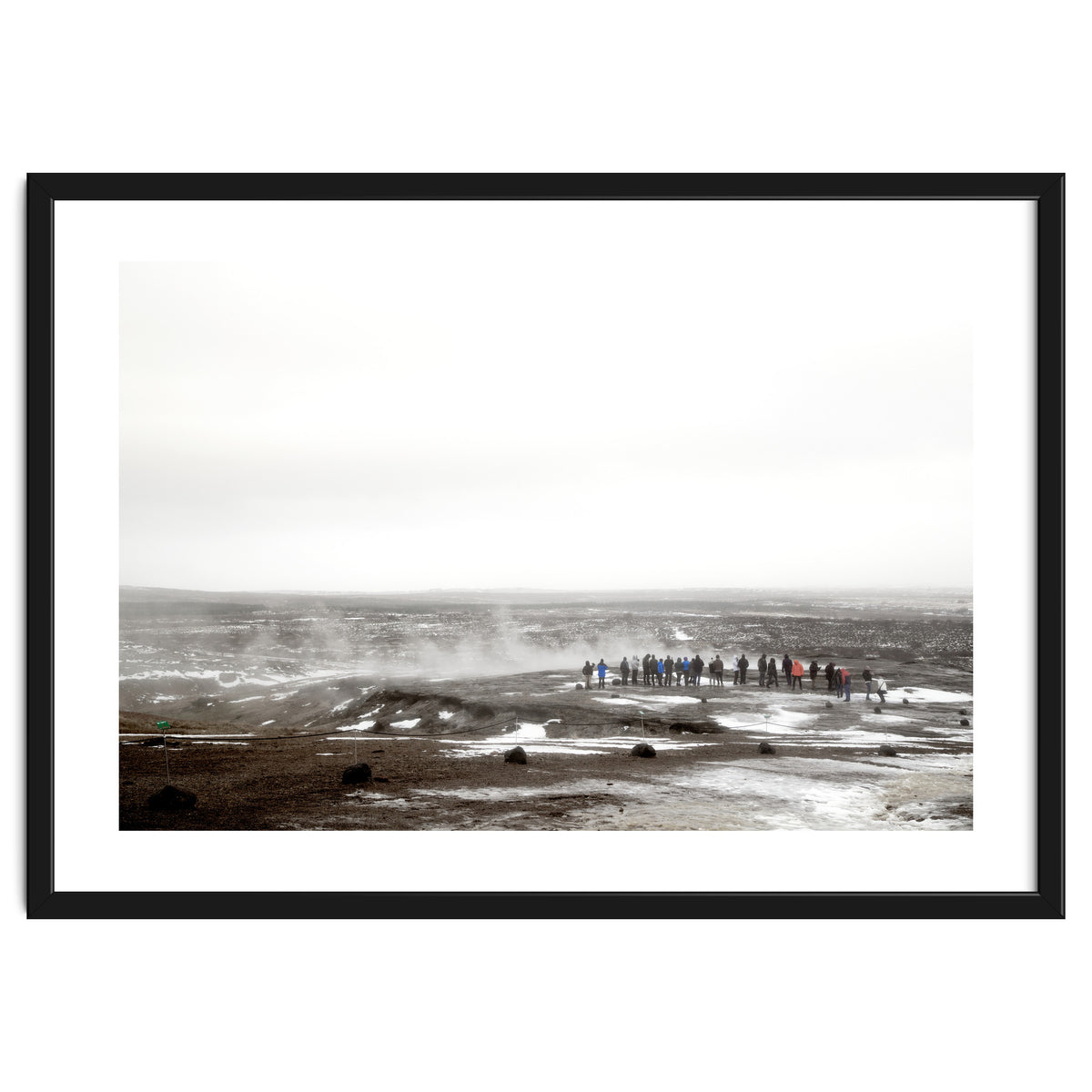 Tourists looking at the geyser - Iceland