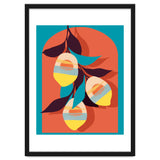 Lemon Sunset, Eclectic Botanical Colorful Bohemian Fruits, Food Pop Of Color Lime Retro thumbnail