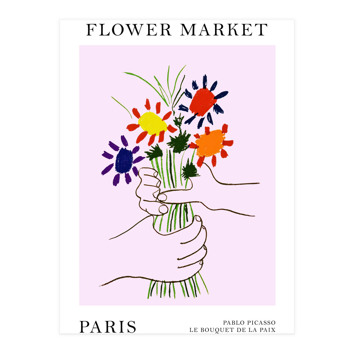 Paris Flower Market Picasso Style Art (Print Only)