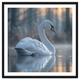 Graceful Swan Floating On Calm Water thumbnail