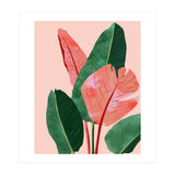 Blush Tropical, Banana Leaves Watercolor Botanical Jungle Painting, Forest Plants Leaves Pink Chic Bohemian (Print Only) thumbnail