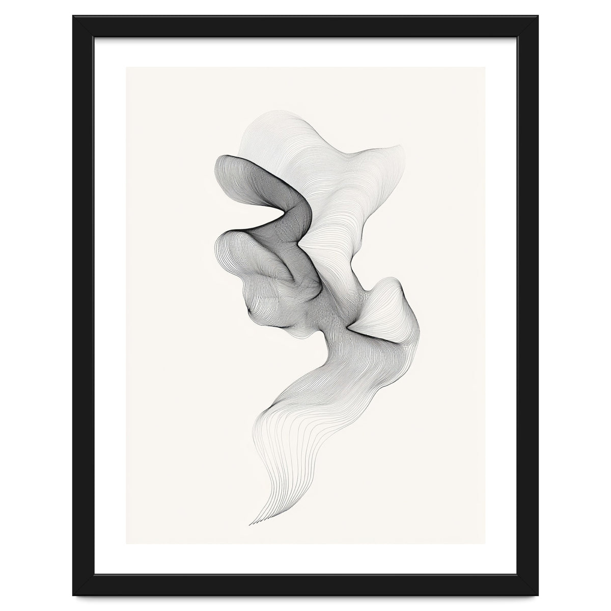 Abstract Black And White Swirling Lines Flowing Form