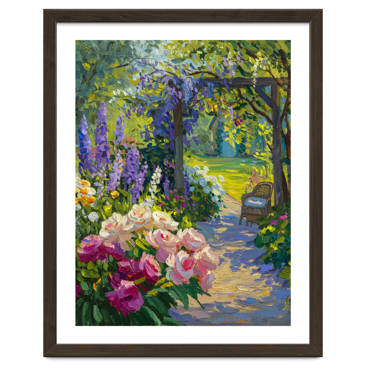 Serene Summer Garden Path Oil Painting
