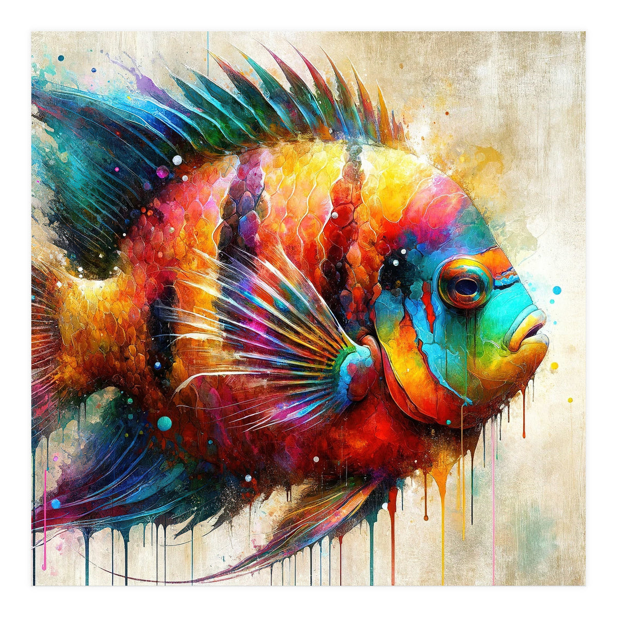 Colorful Tropical Fish Portrait (Print Only)