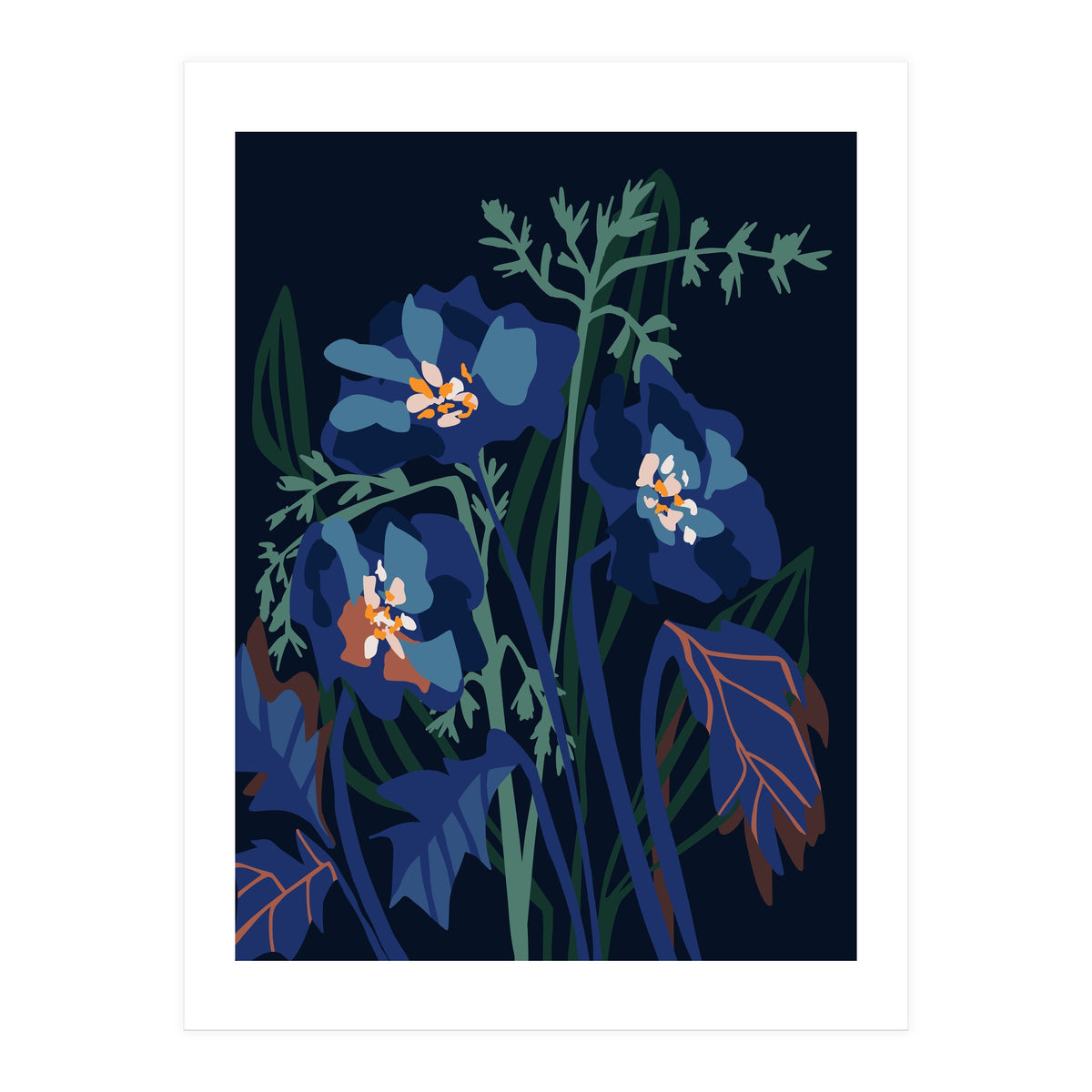 Wild Flowers Dark Midnight (Print Only)