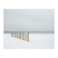 Wood fence in the winter snow beach (Print Only)