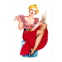 Pinup Blonde Posing With Ice Cream (Print Only)