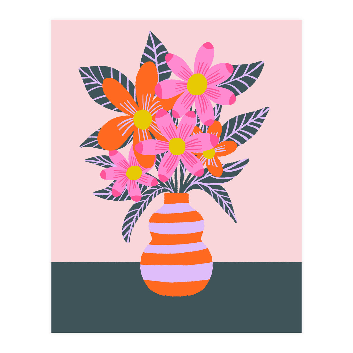 Colorful Flowers In a Vase (Print Only)