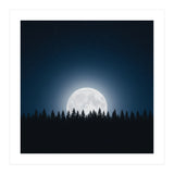 Midnight Serenity: Full Moon Over Forest Silhouettes (Print Only) thumbnail