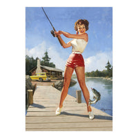 Pinup Fishing Girl With Her Catch (Print Only)