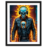 Fiery Skeleton Biker In Headphones thumbnail