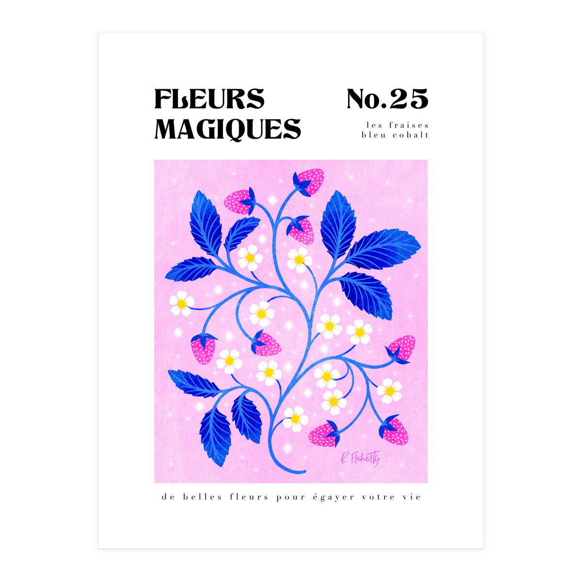 Magical Flowers No.25 Cobalt Strawberries (Print Only)
