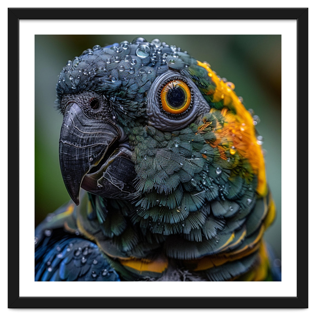 Close Up Of A Wet Macaw Parrot Head