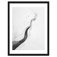 Abstract Black And White Ink Flowing Lines With Splatter