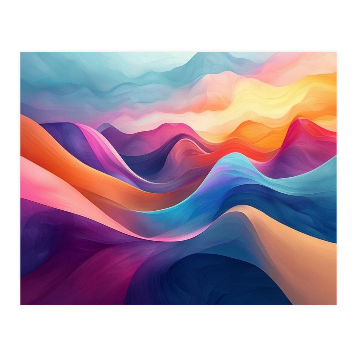 Vibrant Abstract Flowing Peaks Art (Print Only)