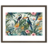 Tropical Toucans in Lush Jungle Foliage